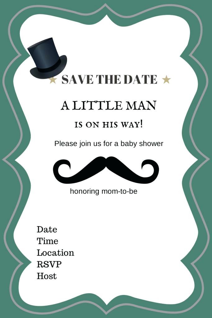 Inspirational Template For Baby Shower Invitation A Boy Free Mustache