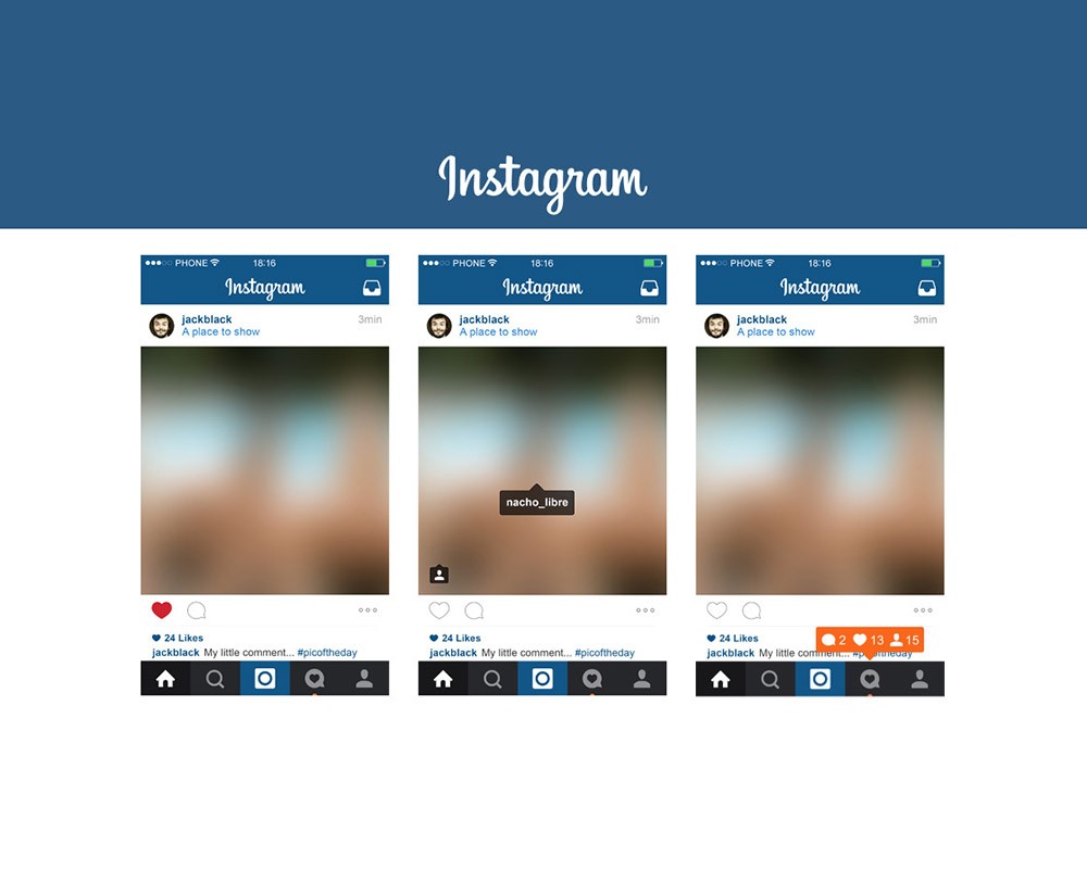Instagram 2016 Mobile App Screen Free PSD Template At Download