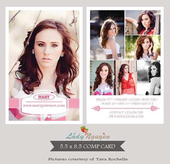 INSTANT DOWNLOAD Modeling Comp Card Photoshop Templates CA054 Free Model