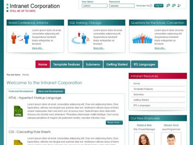 Intranet Website Templates Free Download