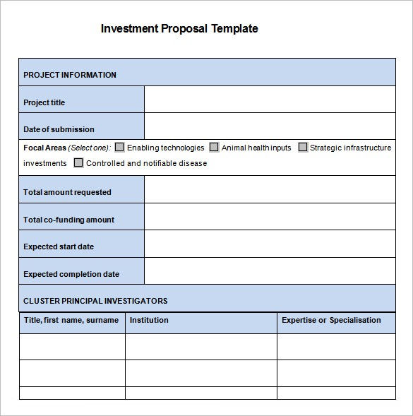 Investment Proposal Templates 16 Free Word Excel PDF Format Template