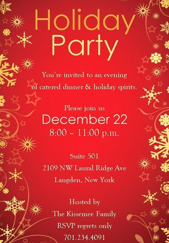 Invite Template Holiday Party Invitation Free Christmas Lunch