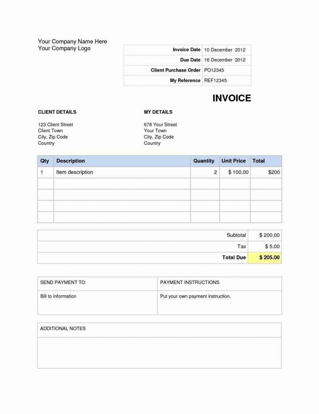 Invoice Template Doc Blank And Microsoft Works Improbable For