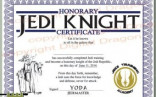 Jedi Certificate Etsy Knight
