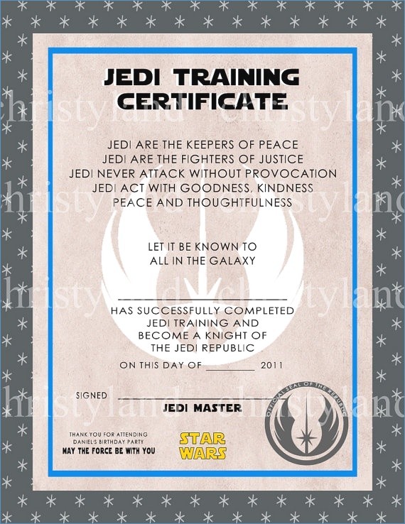 Jedi Certificate Template Free