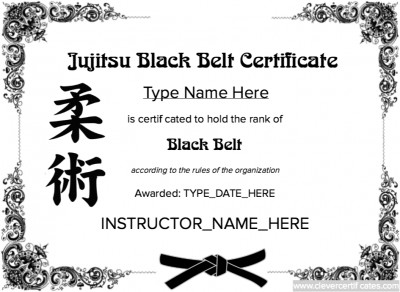 Jujitsu Black Belt Certificate Template Free To Customize Download Karate Certificates
