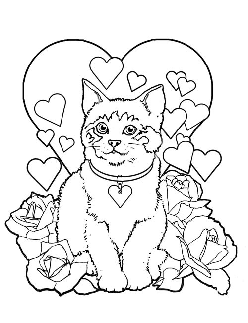 Kids Korner Free Coloring Pages Valentine Cat