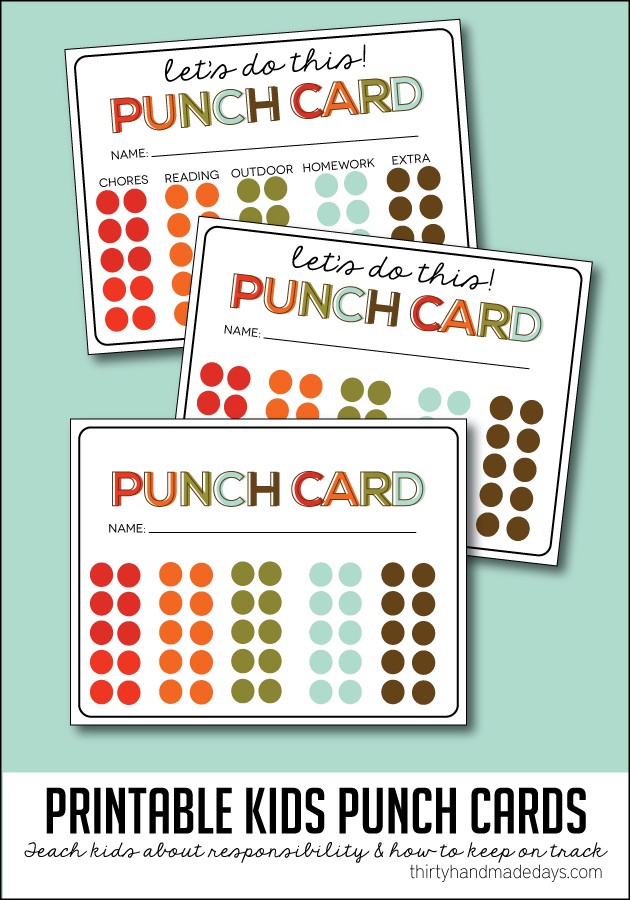 Kids Printable Punch Cards Free Card