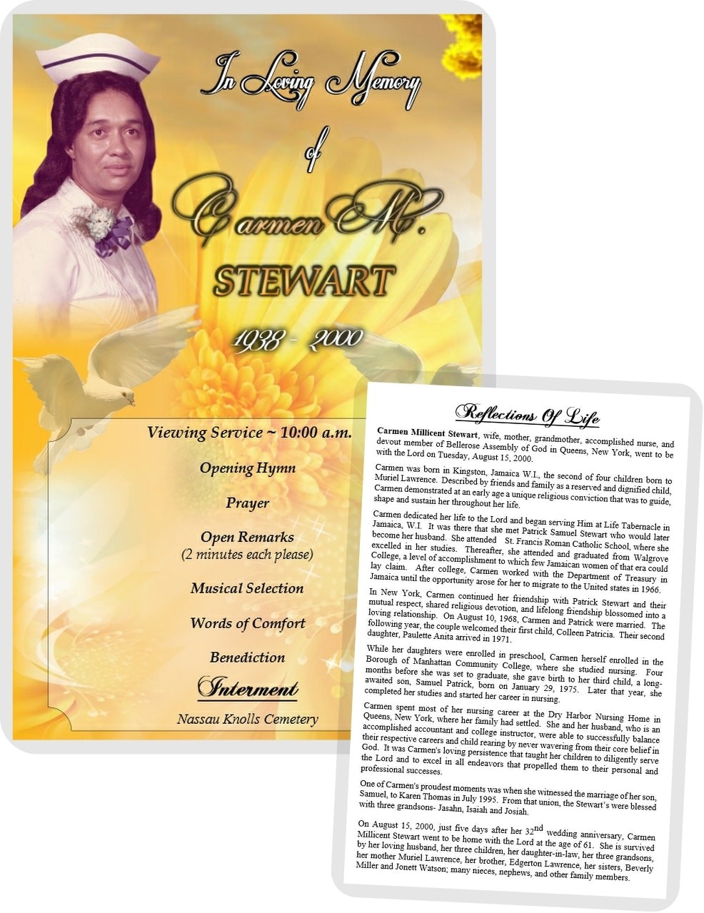 Laminated Obituary Wake Card Honor You Memorial Products Prayer Cards