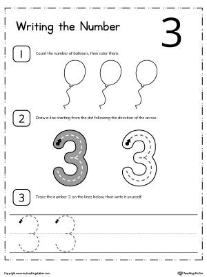 Learn To Count And Write Number 3 Numbers Counting Pinterest Free Printable