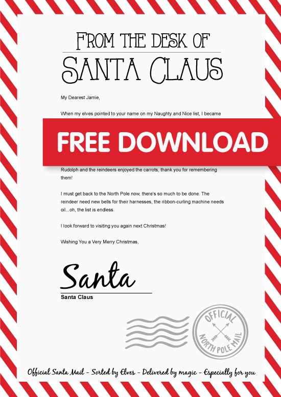 Letter From Santa Archives Bright Star Kids Free Personalized Printable Letters Claus