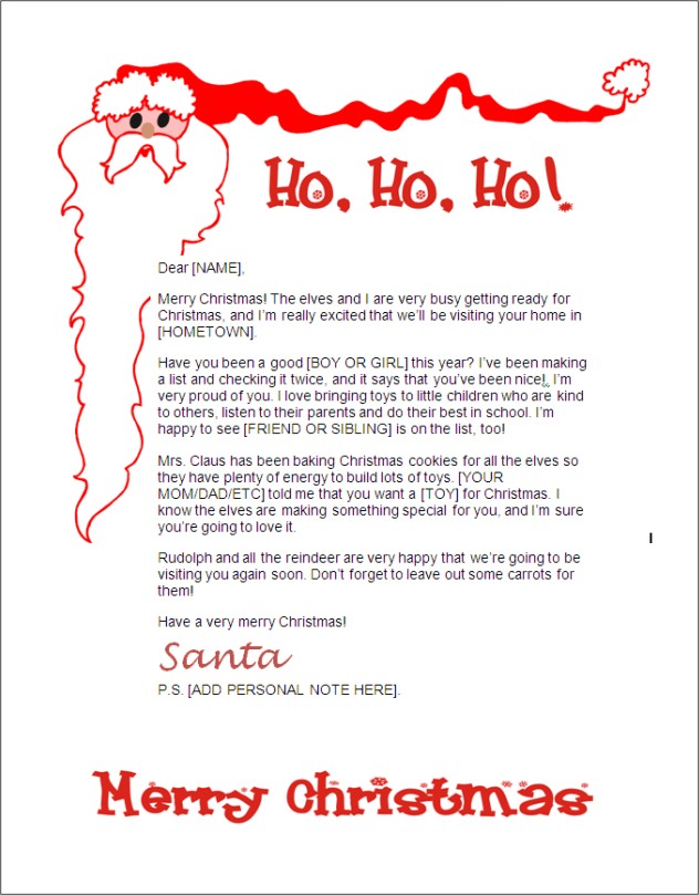 Letter From Santa Claus Template Erkal Jonathandedecker Com Free Personalized Printable Letters