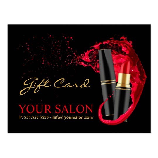 Lipstick Makeup Artist Gift Certificate Template Postcard Zazzle Com