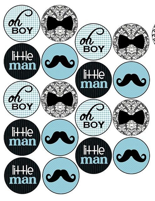 Little Man Baby Shower Cupcake Toppers Free Printable Neph Nephe Mustache