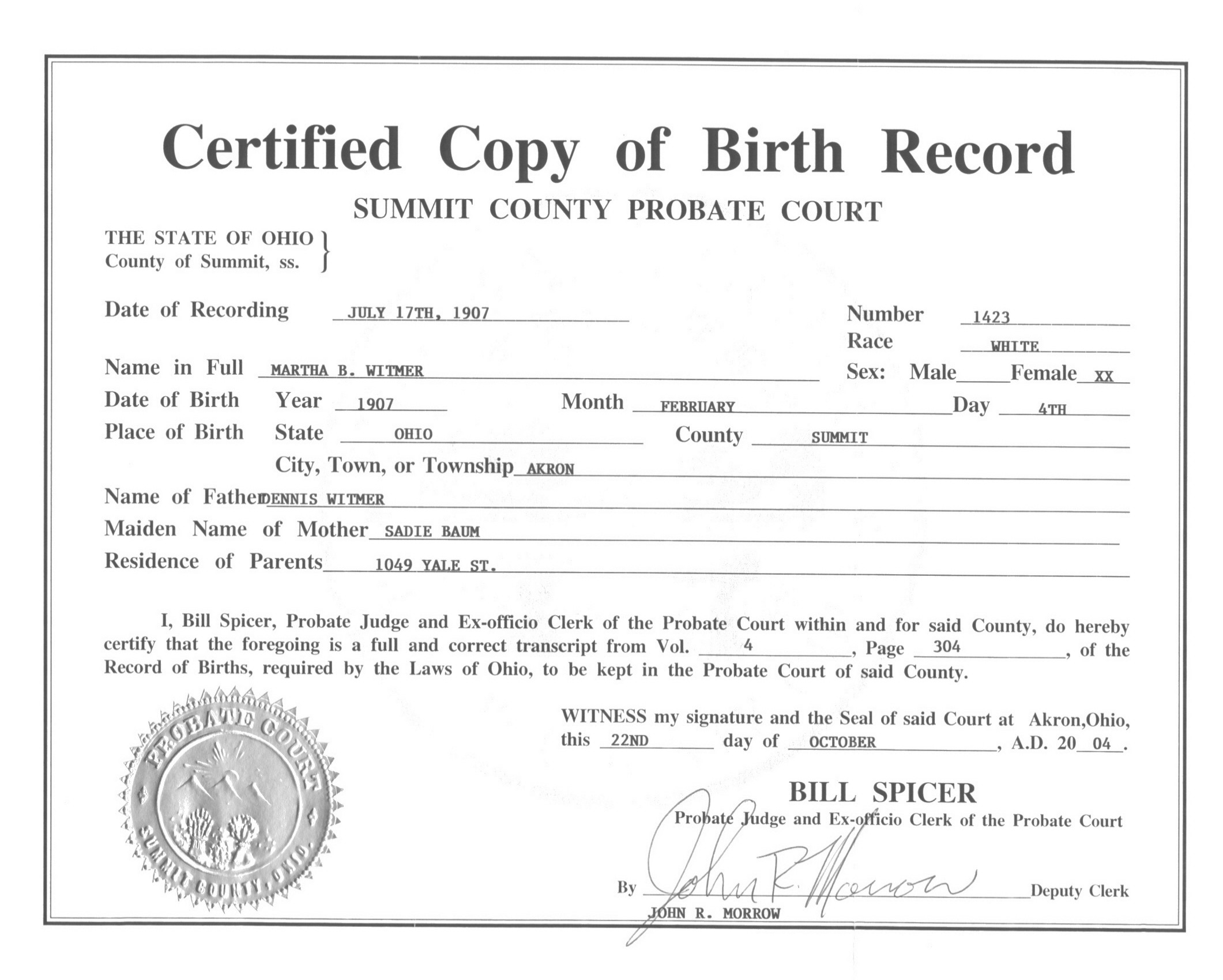 Live Birth Certificate Debt Loan Payoff Of Template