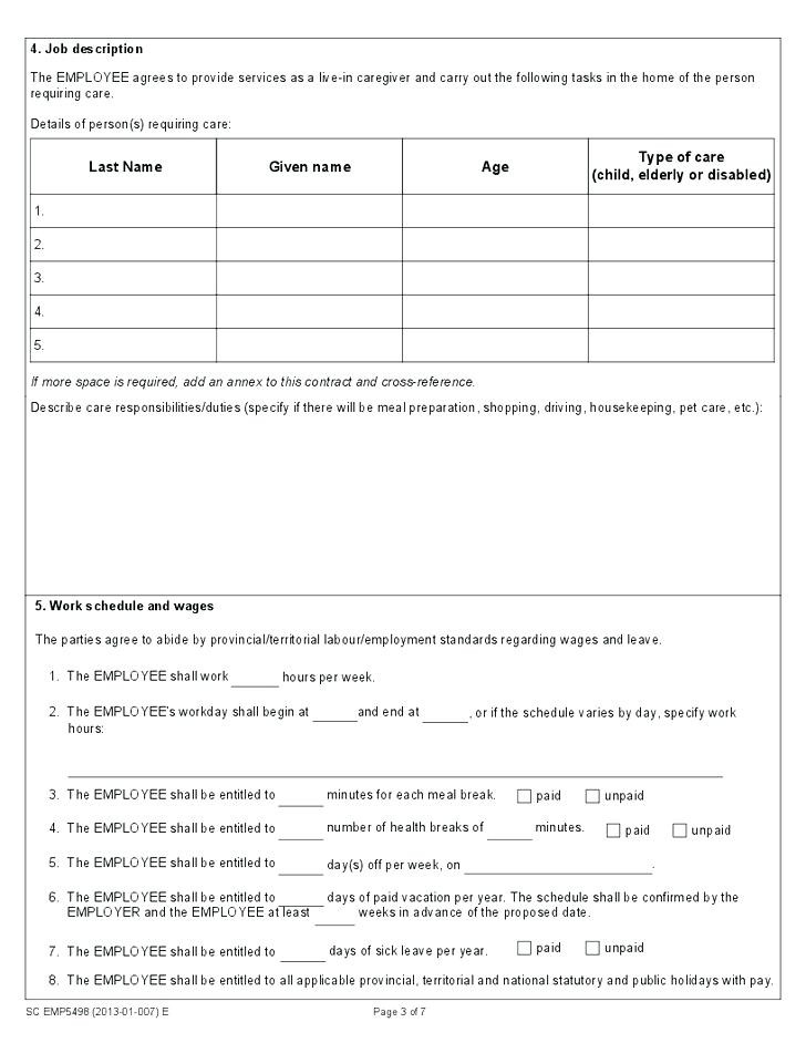 Live In Caregiver Contract Template Sample Nanny Templates