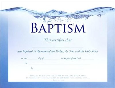 Living Water 1 Peter 3 NIV Foil Embossed Baptism Certificates Certificate