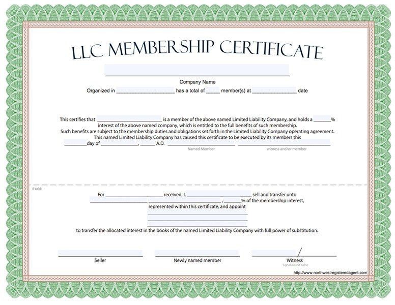 Llc Membership Certificates Certificate Of Ownership Template