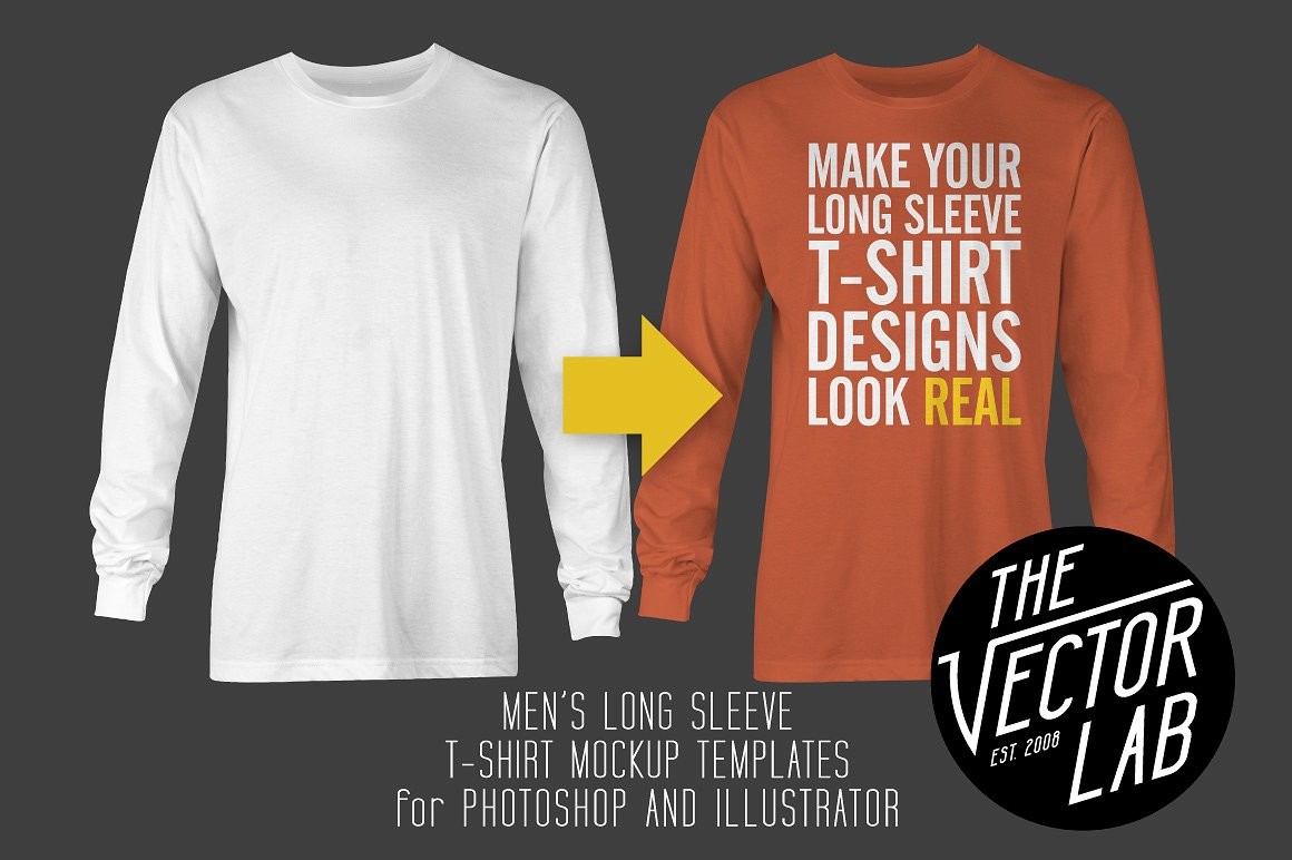 Long Sleeve T Shirt Mockup Templates Product Mockups Creative Market Psd Tshirt Template Vol2 Free