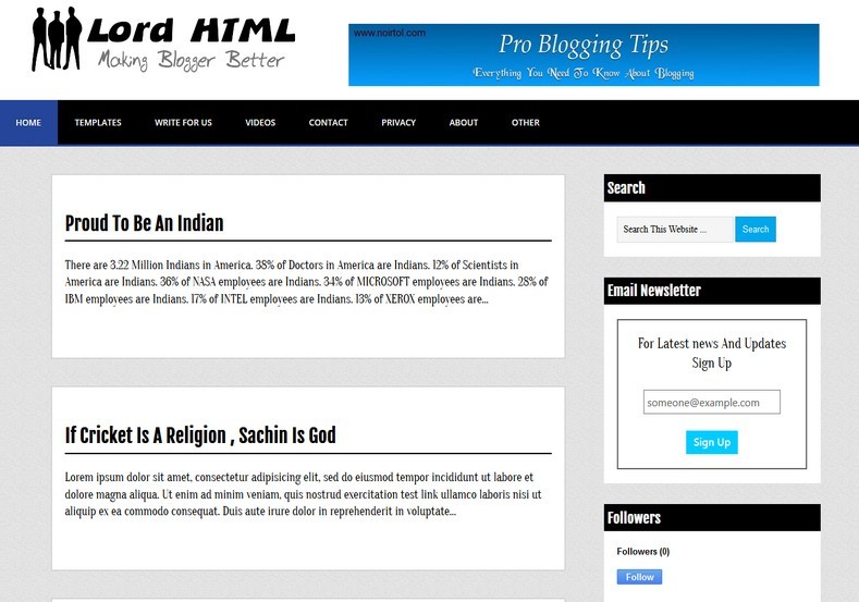 Lord HTML Blogger Template 2014 Free Download Html Blog Templates