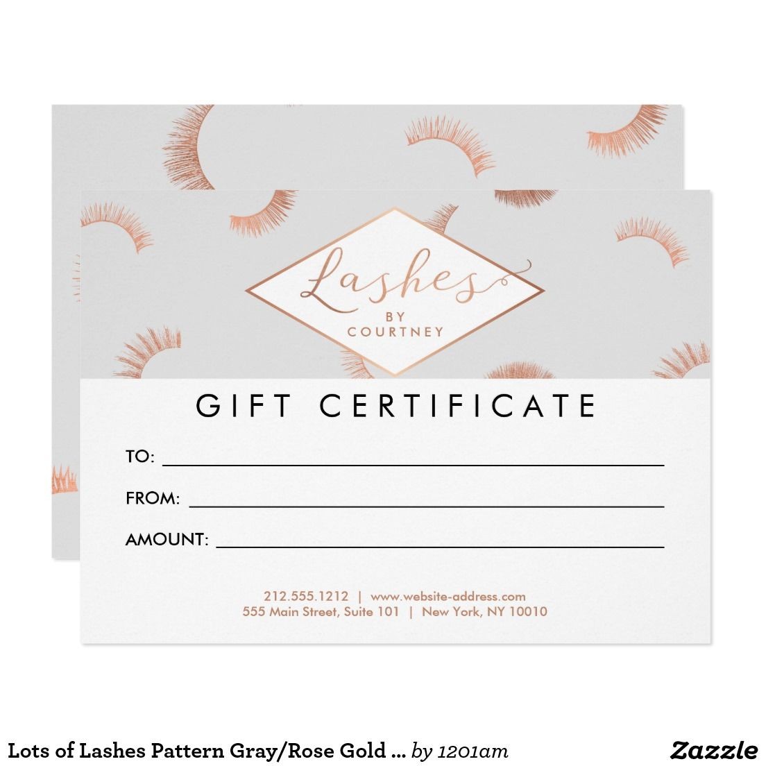 Lots Of Lashes Pattern Gray Rose Gold Gift Card Everything Eyelash Extension Certificate