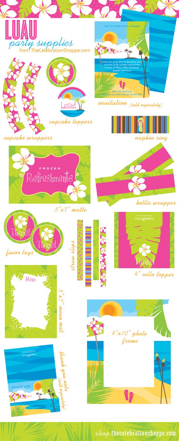 Luau Party Ideas In Pink Orange And Green The Celebration Shoppe Free Printables