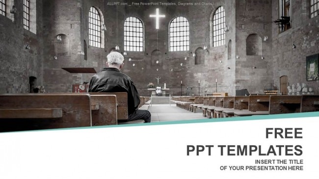 Man Praying In Church PowerPoint Templates Free Powerpoint