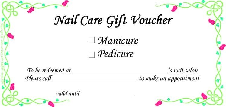 Manicure Pedicure Gift Certificate Template Flocker Info Nail Free