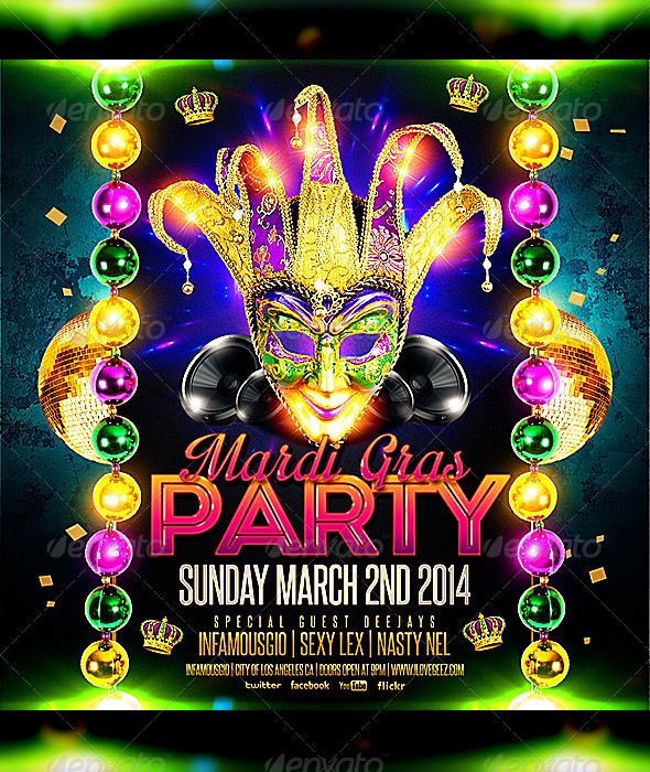 Mardi Gras 4 By Infamousgio GraphicRiver Party Flyer Templates