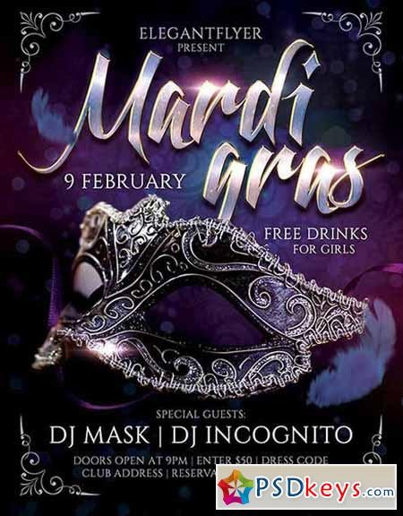Mardi Gras Flyer PSD Template Facebook Cover Free Download Psd