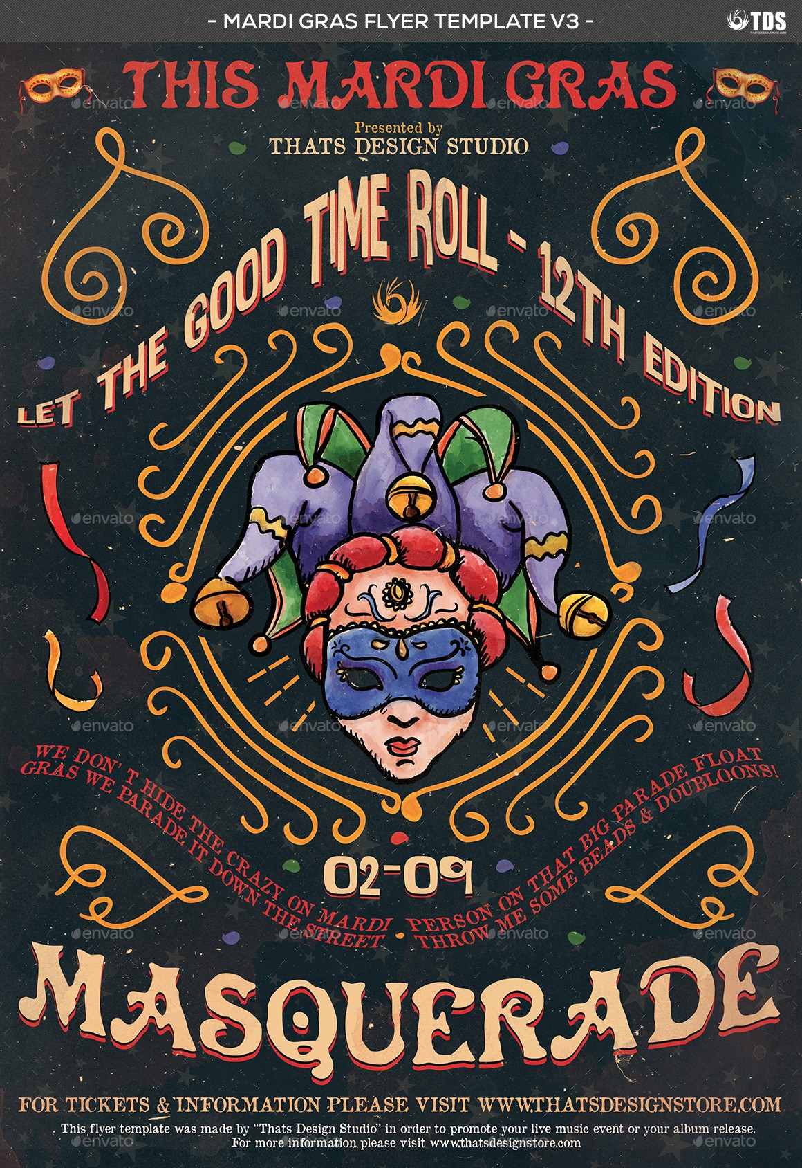 Mardi Gras Flyer Template V3 By Lou606 GraphicRiver Background