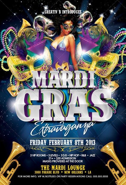 Mardi Gras Party Flyer Template By CreativB GraphicRiver Templates