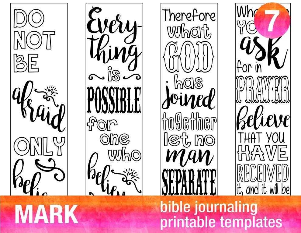 MARK 4 Bible Journaling Printable Templates Illustrated Etsy Believe Stencil