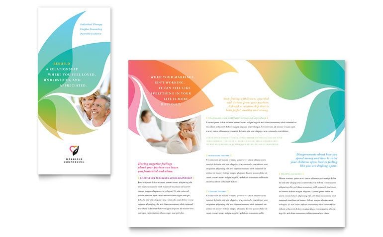 Marriage Counseling Tri Fold Brochure Template Design Graphic Free Flyer