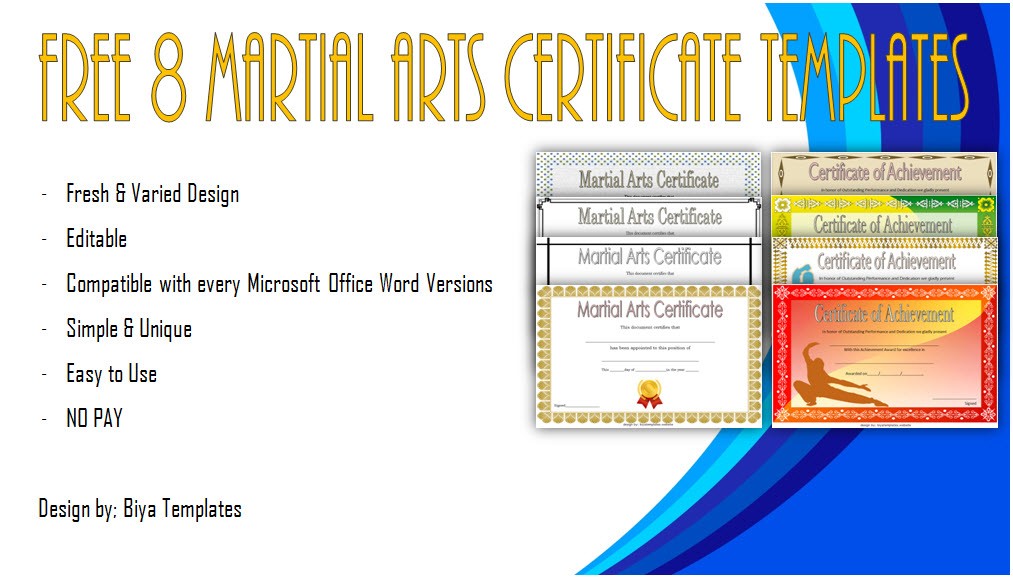 Martial Arts Certificate Templates Word Biya Karate Certificates Free