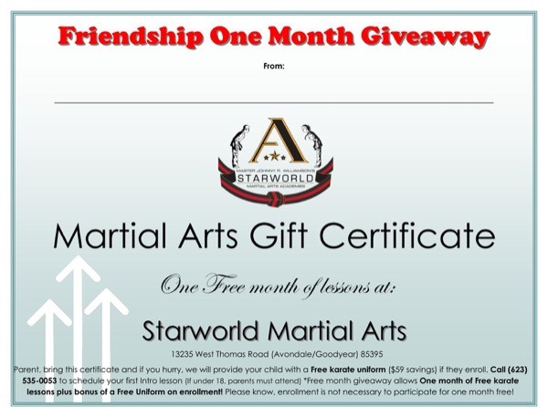 Martial Arts Gift Certificates S Com Certificate