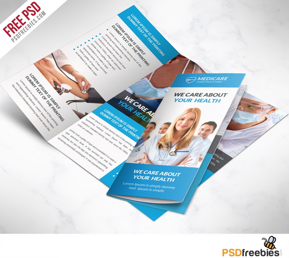 Medical Care And Hospital Trifold Brochure Template Free PSD Psd