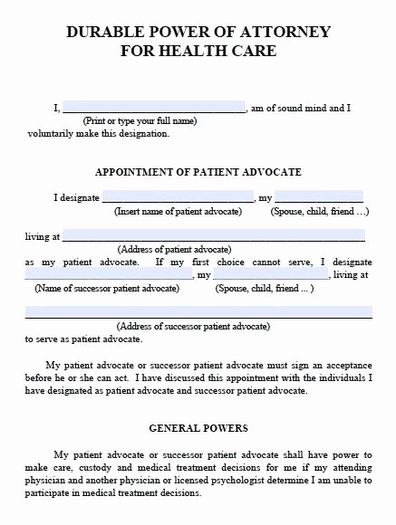 Medical Power Of Attorney Template Unique Simple Poa Form