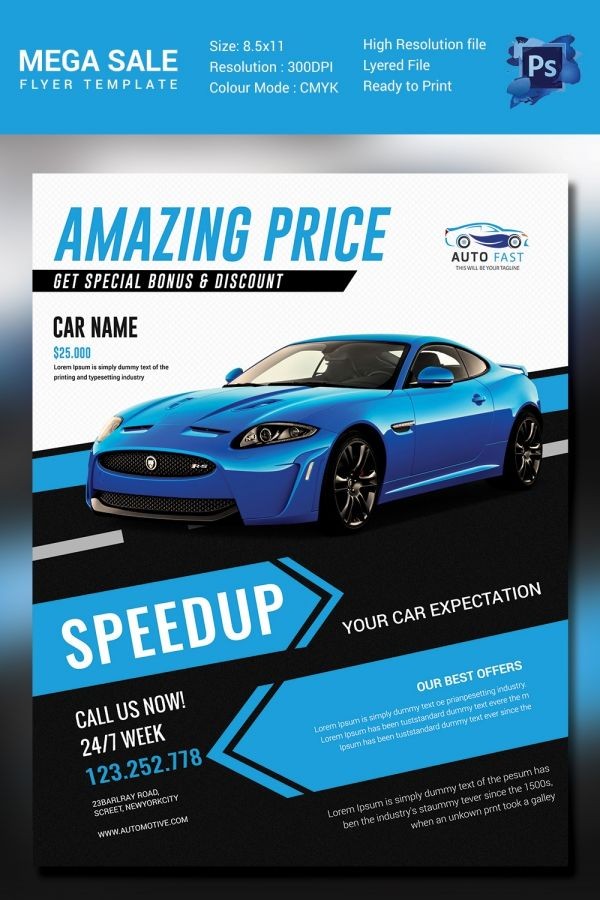 Mega Car Sale Flyer Template D E S I G N MARKETING Pinterest Brochure Free