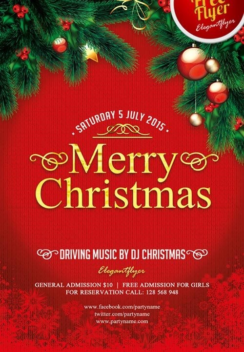 Merry Christmas Free PSD Flyer Template Download For Photoshop Flyers Templates Psd