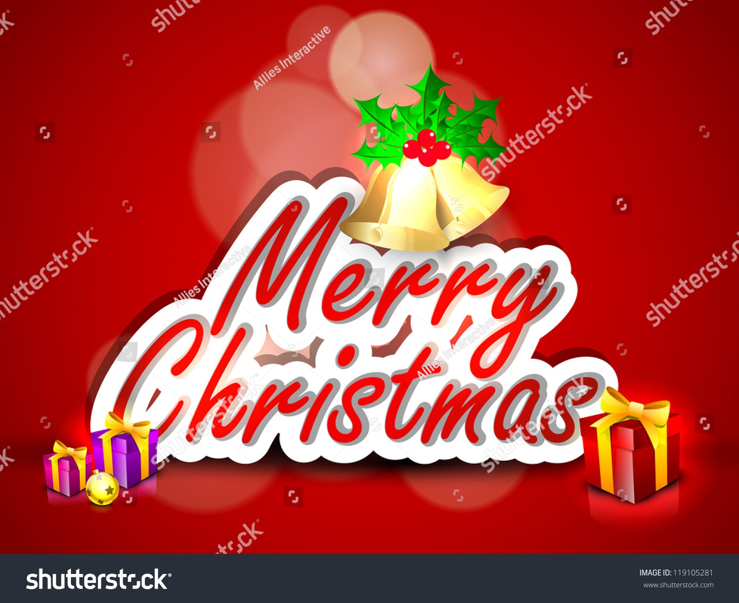 Merry Christmas Greeting Gift Invitation Card Stock Vector Royalty