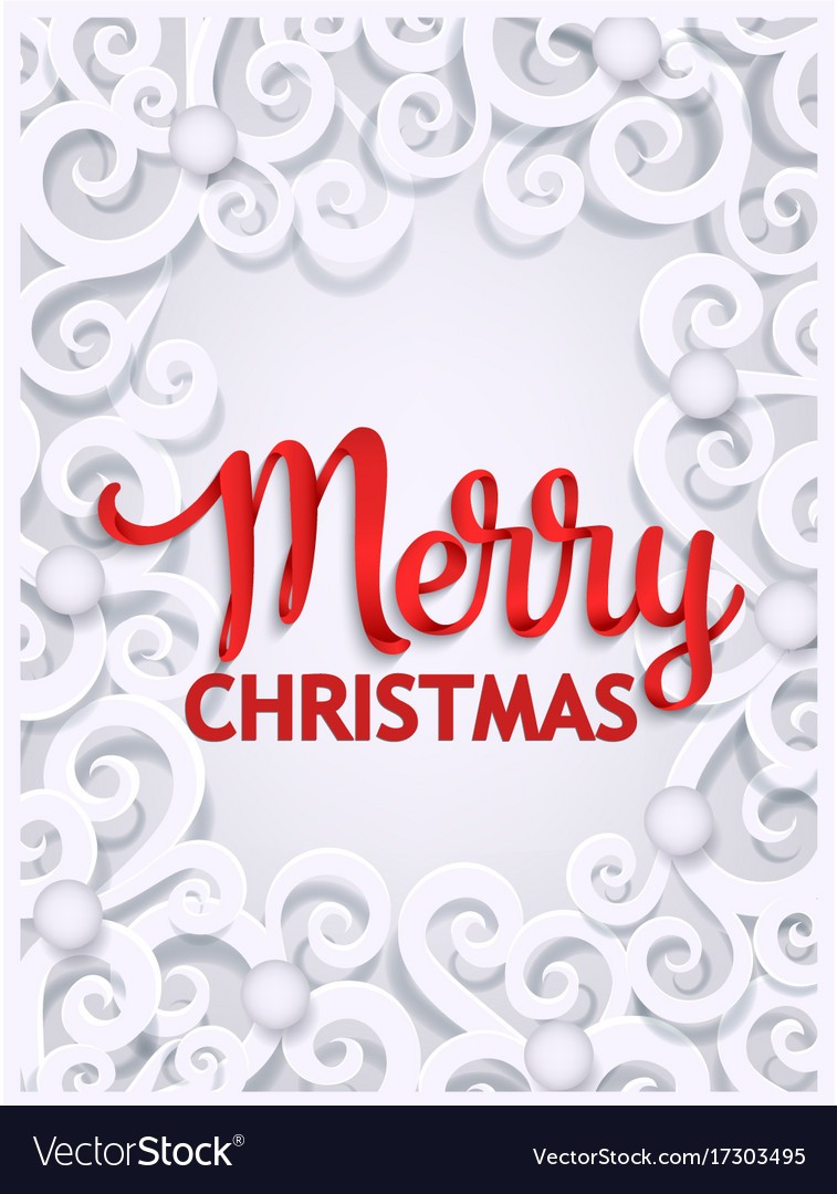 Merry Christmas Paper Cut Greeting Card Template Vector Image Templates