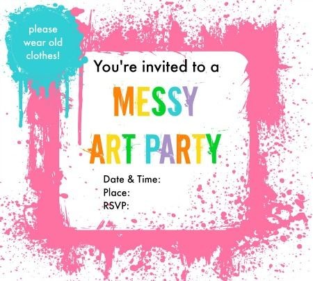 Messy Art Party Invitations Ideas Pinterest Free Templates