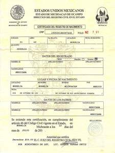 Mexican Birth Certificate S Marriage