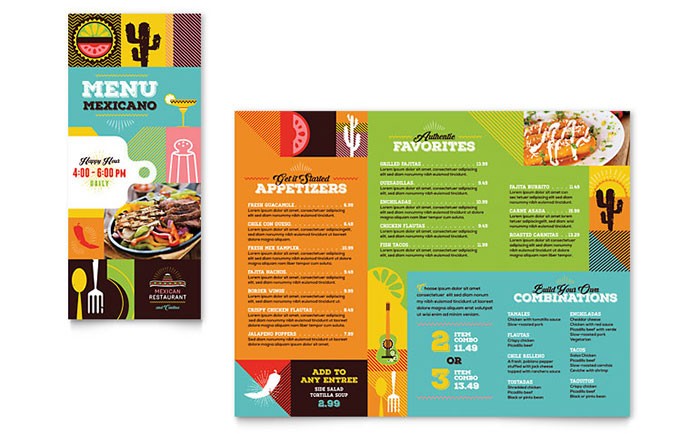 Mexican Food Cantina Take Out Brochure Template Design