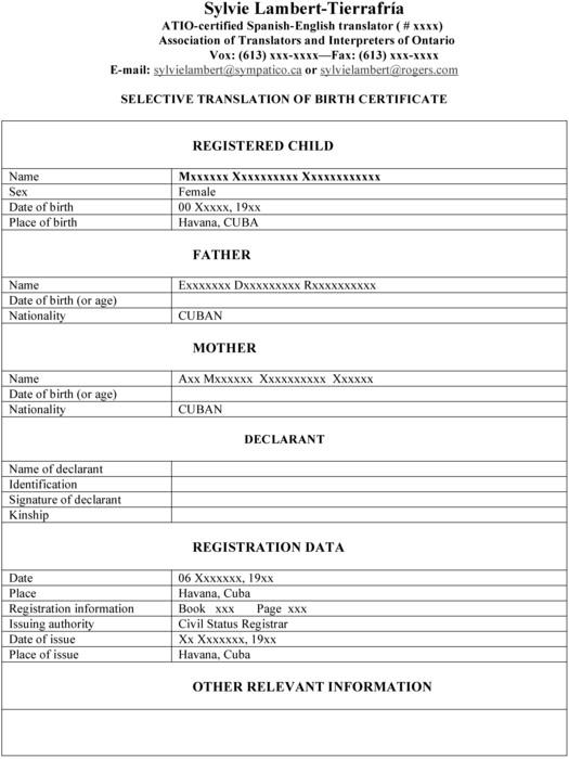 Mexican Marriage Certificate Translation Template Templating S