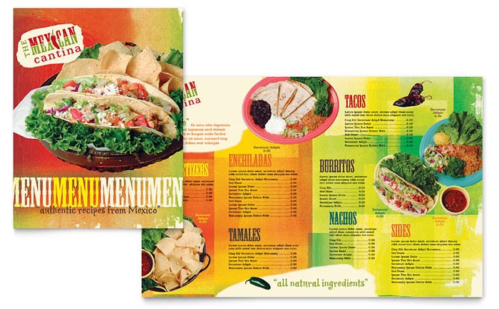 Mexican Restaurant Menu Template Design Mexico Brochure