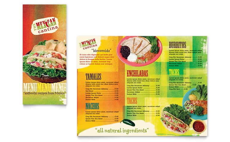 Mexican Restaurant Take Out Brochure Template Word Publisher Mexico
