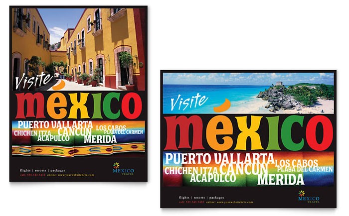 Mexico Travel Poster Template Design