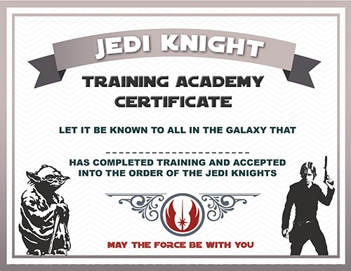 Mi Casa Nursing Center Hosts Star Wars Themed Skills Fair Jedi Knight Certificate